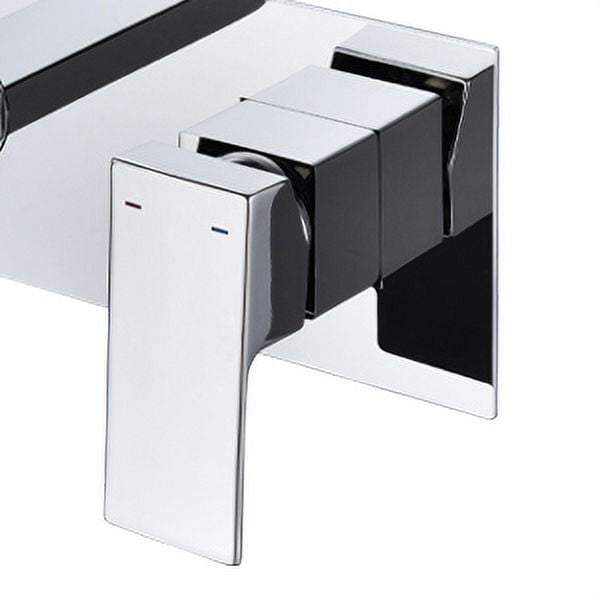Dawot Wall Mount Single Handle Bathroom Faucets, Polished Chrome Vessel Sink Bathtub Solid Brass Mixer Taps, Hot and Cold Spout Wall Mount Faucet, Rough in Valve Included