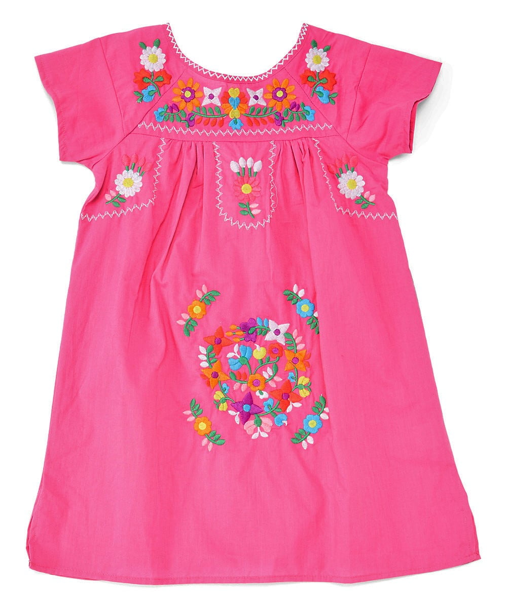 Unik Traditional Mexican Girl Embroidered Dress Pink Size 5 - Walmart.com
