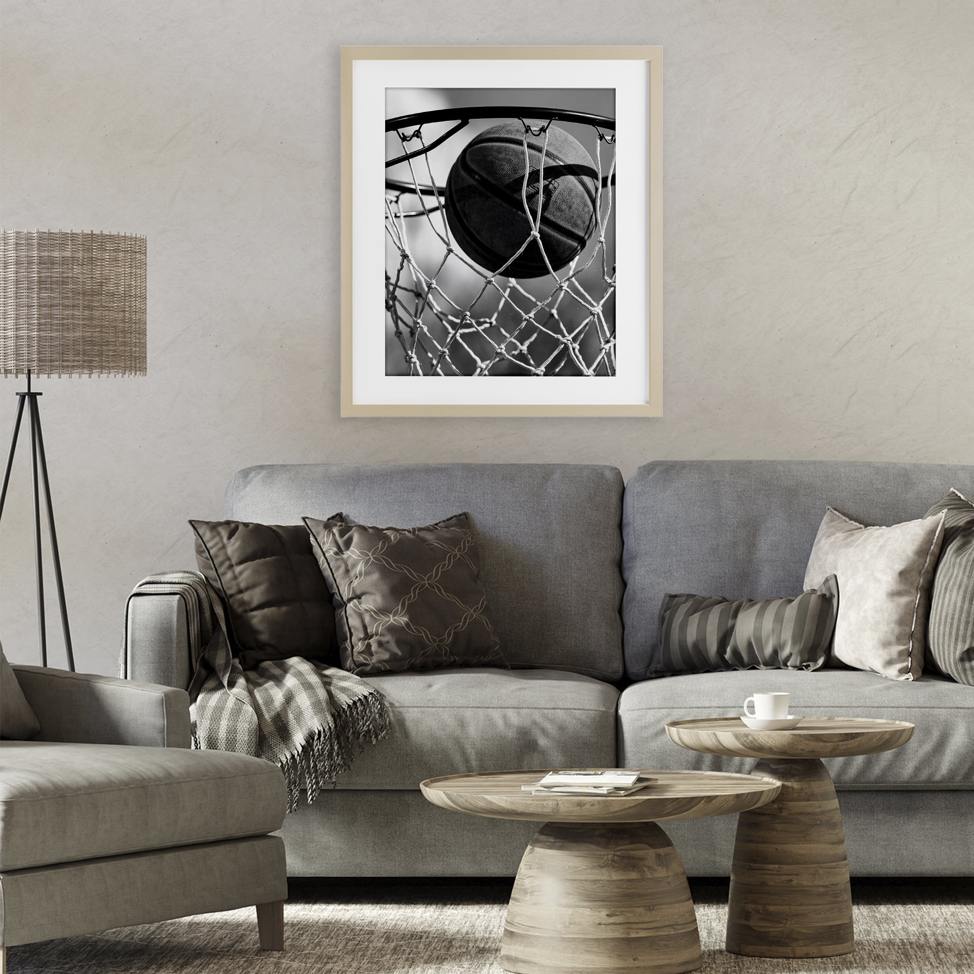Stupell Industries Winning Basket Shot Birch Framed Print Under Glass, design by Marcus Prime