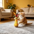thumbnail image 6 of Wooden Cat Toy — Cat-Free Self-Righting Wobble Tumbler, Silent Interactive Self-Play for Indoor Cats, No Batteries Required Yellow, Feathered, 6 of 6