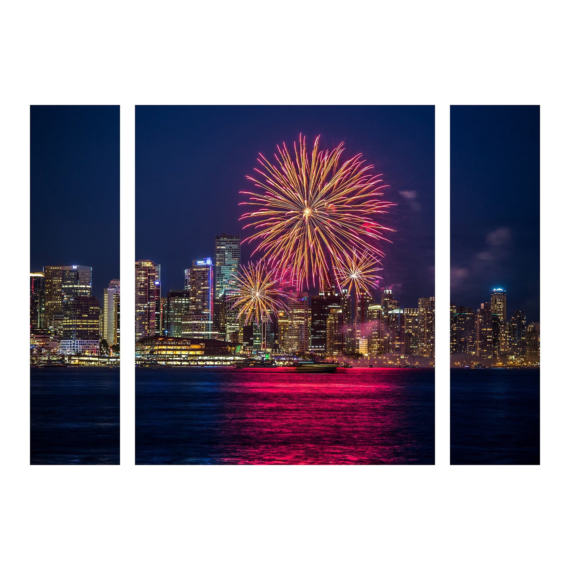 Trademark Fine Art 'Vancouver Fireworks' Multi-Panel Canvas Art Set by Pierre Leclerc