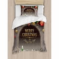 thumbnail image 3 of Christmas Duvet Cover Set Queen Size, Classic Rustic Design Season Greetings Yellow Colored Letters Village Ornaments, Decorative 3 Piece Bedding Set with 2 Pillow Shams, Multicolor, by Ambesonne, 3 of 3