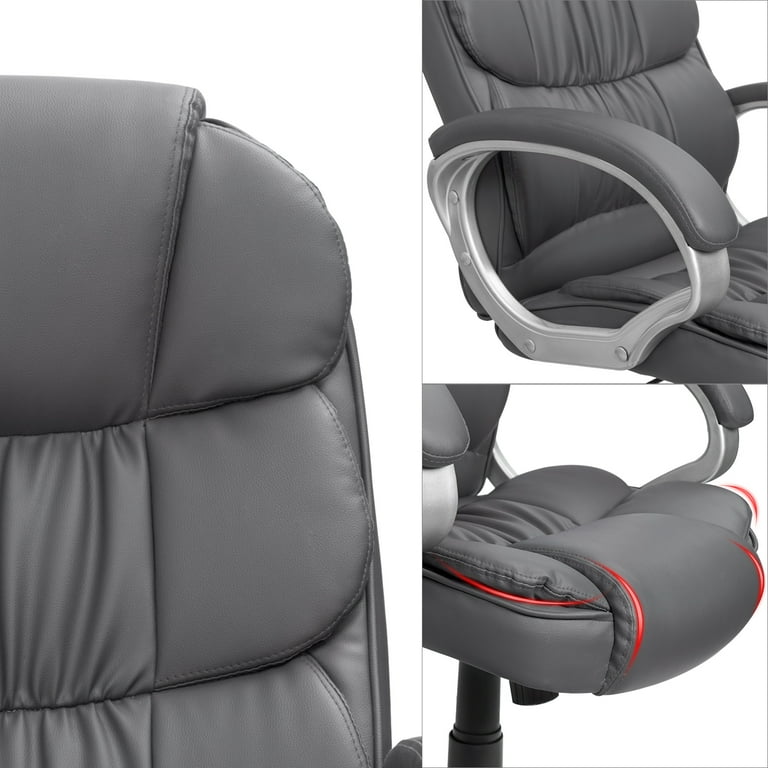 Homestock Gray High Back Executive Premium Faux Leather Office Chair with Back Support, Armrest and Lumbar Support