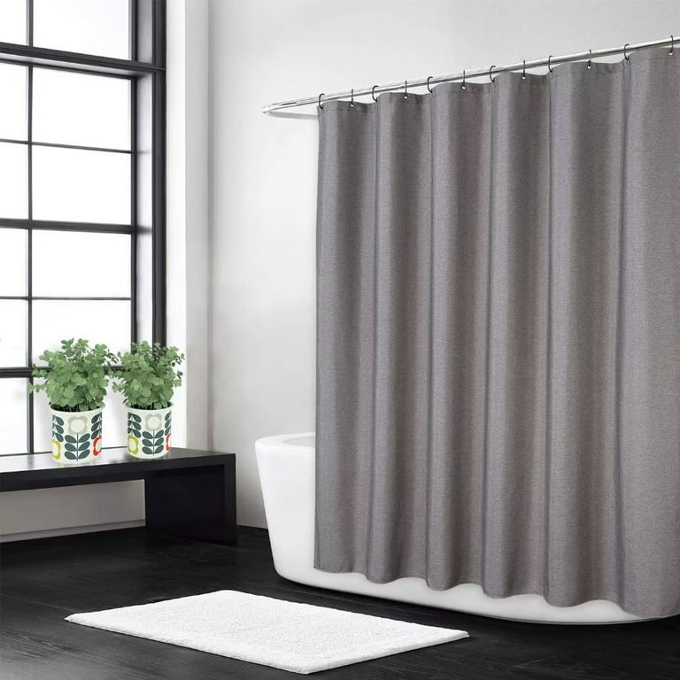 Haperlare 84 Inch Shower Curtain With Hooks Flax Linen Extra Long Heavy Weight Fabric Bath Gray Com