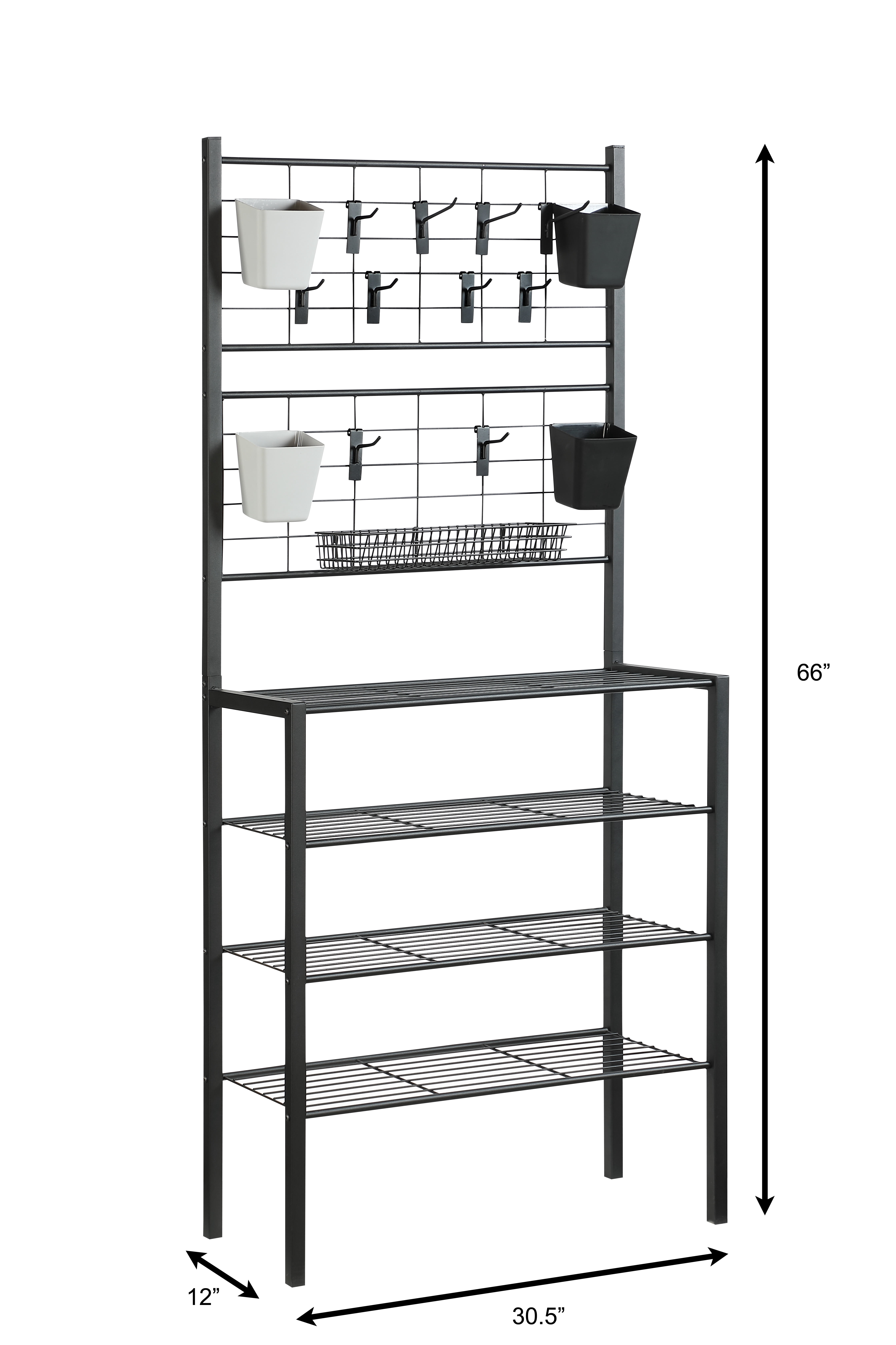 Proman Products Handyman Garage 4-Tier Storage Shelf Rack with Accessories for Garage, Kitchen, Home, Bathro0m, 30.5" W x 12" D x 66" H