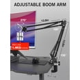 thumbnail image 3 of xianyou-QuadCast Support de Micro 2 Boom Arm, Bras de Micro Réglable avec Adaptateur de 3/8 Pieds' à 5/8 Pieds' Compatible avec HyperX QuadCast, QuadCast 2 S, Blue Yeti, AM8 et Autres Micros, Parfait pour Diffusion en Continu, Enregistrement, 3 of 4