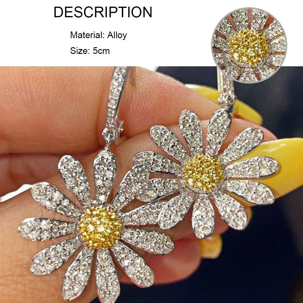 Fashion Sunflower Crystal Earrings Drop Dangle Stud Daisy Women Jewelry FAST; H0J1 - image 2 of 9