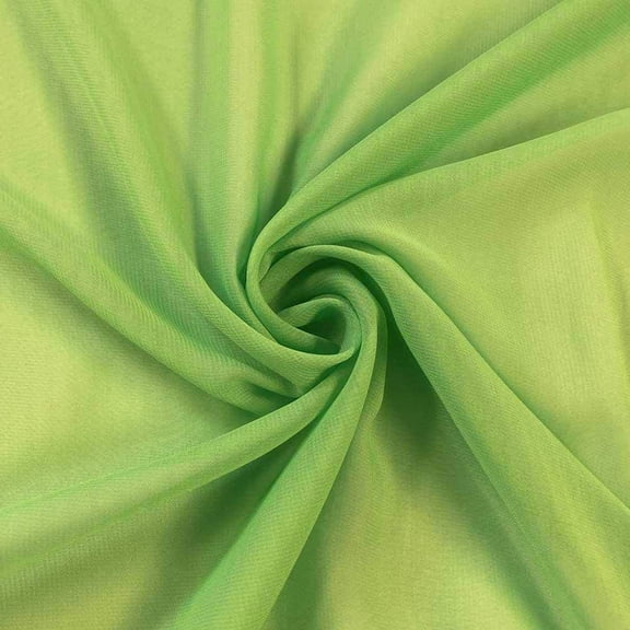Decorative Silk Inc Solid Chiffon Fabric Polyester Dress Sheer 58/60" Wide by The Yard All Colors(1 Yard, Apple Green)