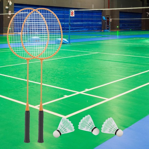 2x Raquetas de Bádminton Volante de Bádminton Raquetas de Tenis con 3 Bolas de Nylon Raquetas de Bádminton para Principiantes Playa Césped Jugar Niños Amarillo