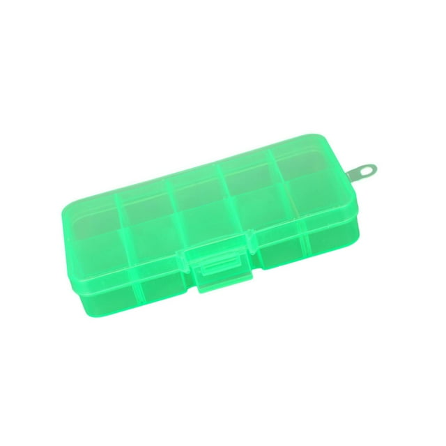 Decodeary 10 Grid Plastic Jewelry Removable Storage Box Multi-functional Organizer for Beads and Earrings Green 12.8x6.5x2.2cm 1Set