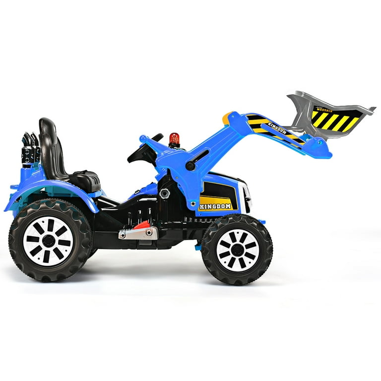 Costway Kids Ride On Excavator Truck 12V Battery Powered Front Loader Digger - Blue