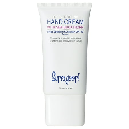 - Supergoop Forever Young Hand Cream with Sea Buckthorn SPF 40, 1 Fl Oz
