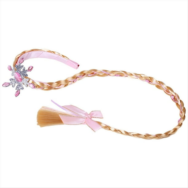 Pelucas de Vestir de Princesa, Peluca Larga Trenzada de Princesa, Diademas para NiñAs, Tocado de Peluca de Princesa de Cosplay Rosa