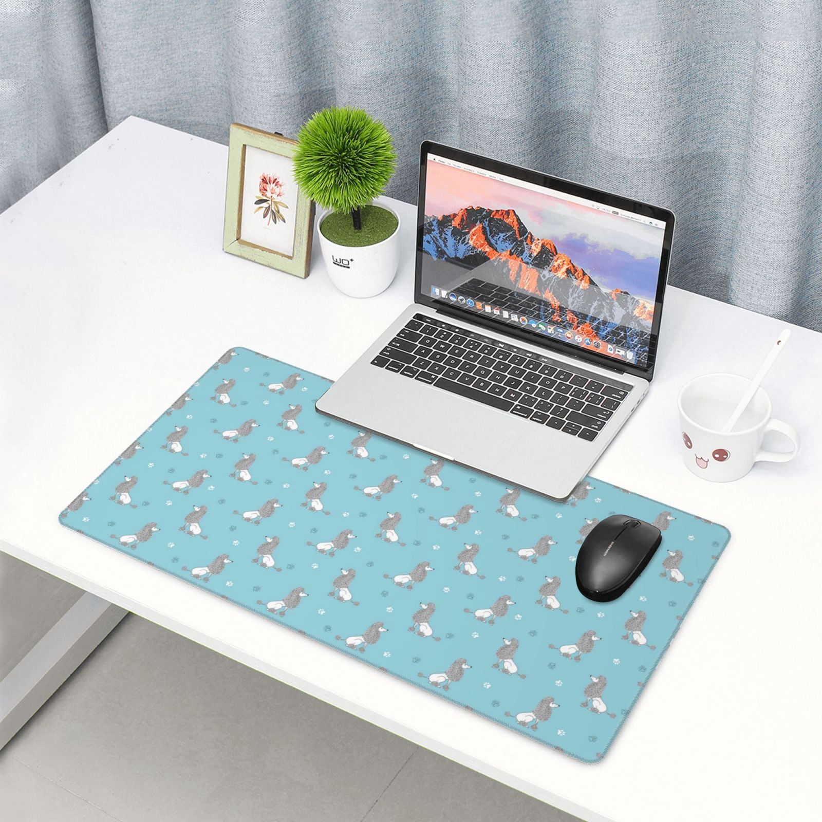 Kdxio Cute Poodle Dog Print Large Gaming Mouse Pad,Non-Slip Base,Water Resist Keyboard Pad for Gamer,Office & Home,29.5 x 15.8 in