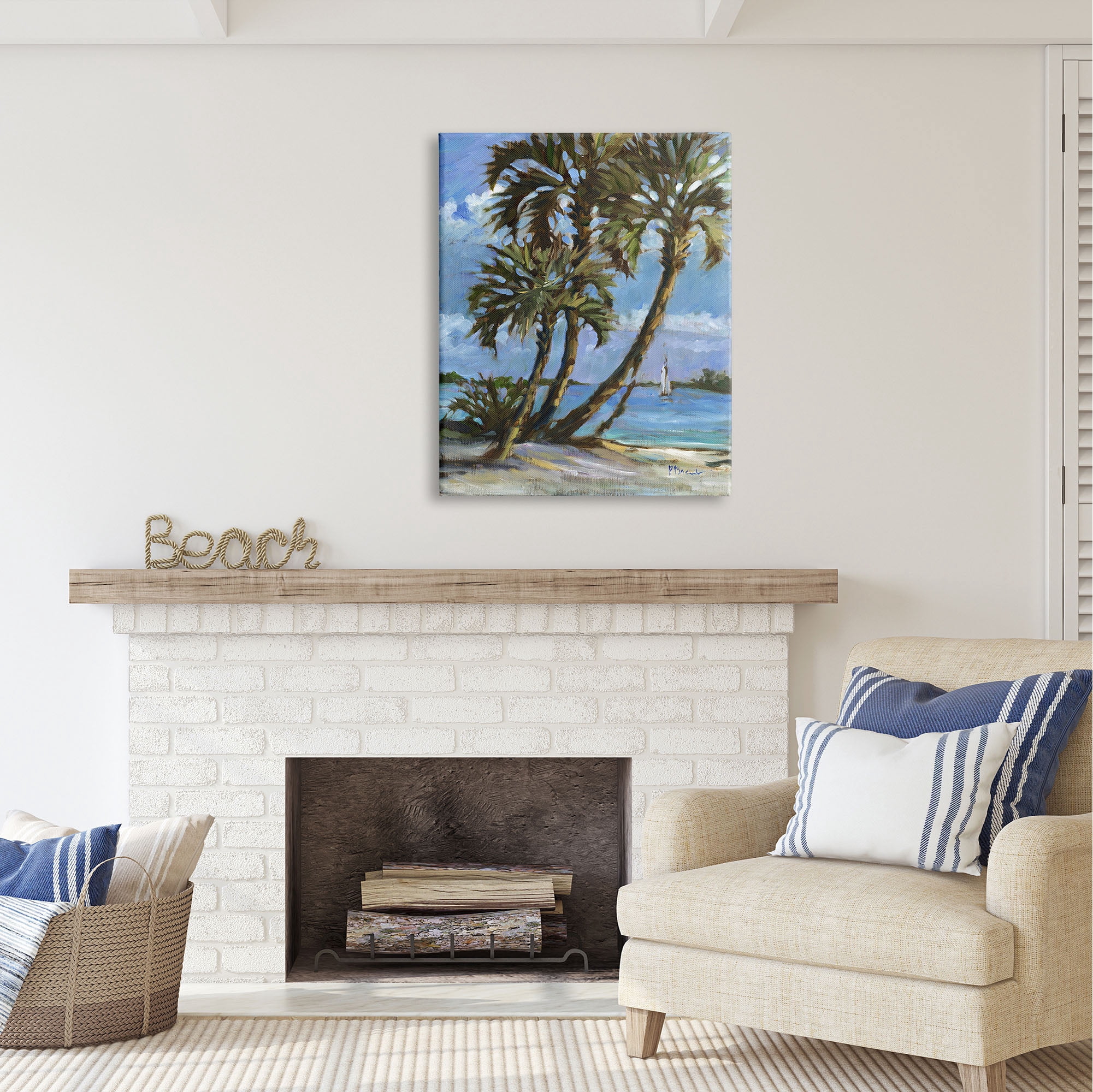 Stupell Industries Sailboat Tropical Shore Transportation Painting Gallery Wrapped Canvas Print Wall Art, 30 x 40