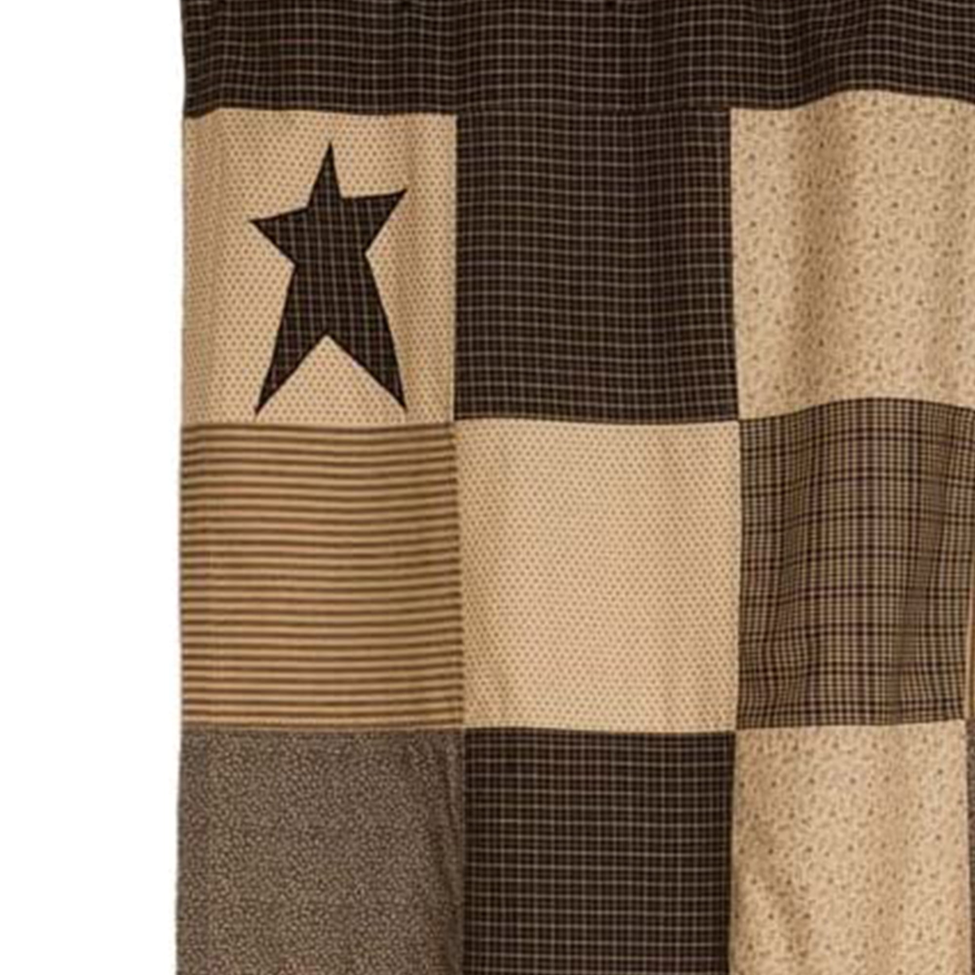 VHC Brands Kettle Grove Country Patchwork Shower Curtain, Black and Creme