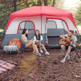 thumbnail image 3 of 14-Person Family Cabin Tent - 14ft x 14ft Extra Large Outdoor Shelter with Room Divider - Red & White, 3 of 8