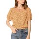 thumbnail image 1 of INSPIRE CHIC Blusa con cuello plisado y mangas abullonadas florales para mujer naranja M, 1 of 6