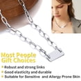 thumbnail image 5 of Clearance Choker Necklaces for Women Her Bar Stainless Steel Link Chain Choker for Birthday Christmas Jewelry Gift, 5 of 6