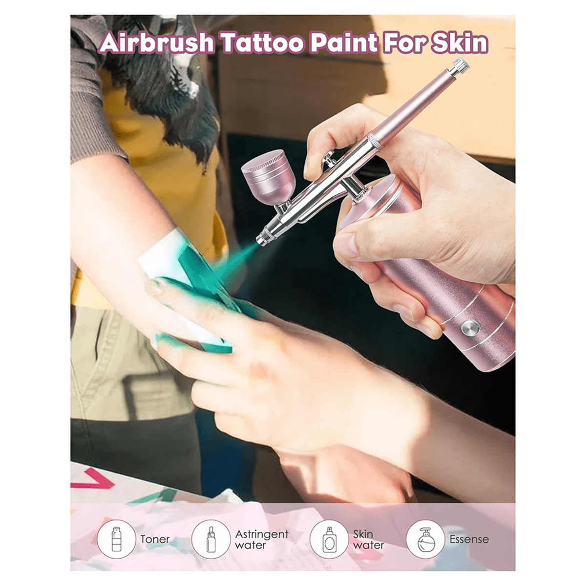 Airbrush Kit with Compressor, Portable Nail Spraygun, Rechargeable Cordless Airbrush Set, Handheld Airbru