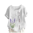 thumbnail image 1 of Vestidos Casuales Para Mujer, Blusas De Mujer De Moda Blusa informal de lino con botones y manga corta estampada para mujer, 1 of 4