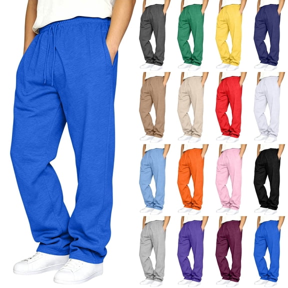 Garbnen Men's Baggy Sweatpants Workout Athletic Gym Mens Straight Leg Sweatpants Elastic Waist S-5xl Trousers Pants for Men Lightweigh Fall Winter Mens Lounge Pants with Pocket Light Gray 5XL