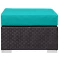 thumbnail image 3 of Modway Convene Outdoor Patio Fabric Square Ottoman in Espresso Turquoise, 3 of 3