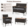 thumbnail image 3 of Costway 4 PCS Patio Wicker Sofa Set with Coffee Table Acacia Wood Armrests & Tabletop Mix Brown/Gray, 3 of 9