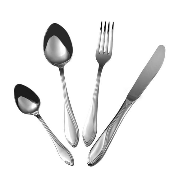 Wave 48-Piece Stainless Steel Flatware Set, Service for 12