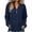 A Navy, variant on Long Sleeve Cotton Shirts Tops Women Fashion V Neck Button Solid Color Long Sleeve Pullover Top Black Xl