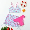 thumbnail image 4 of Staki Girls 3 Piece Bikini Set Girl's Swimsuit 3 Piece Bathing Suit Criss Cross Spaghetti Strap Bikini Sets with Cover Up Skirt Beach Swimwear 7Y,8Y,9Y,10Y,11Y(Pink,8-9 Years), 4 of 5