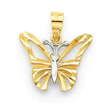 Lex & Lu 10k Yellow Gold w/Rhodium Butterfly Pendant LAL71925-Prime
