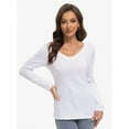thumbnail image 2 of Long Sleeve Shirts for Women Sexy V Neck Tops Fitted Tight T Shirts Basic Tee, 2 of 6