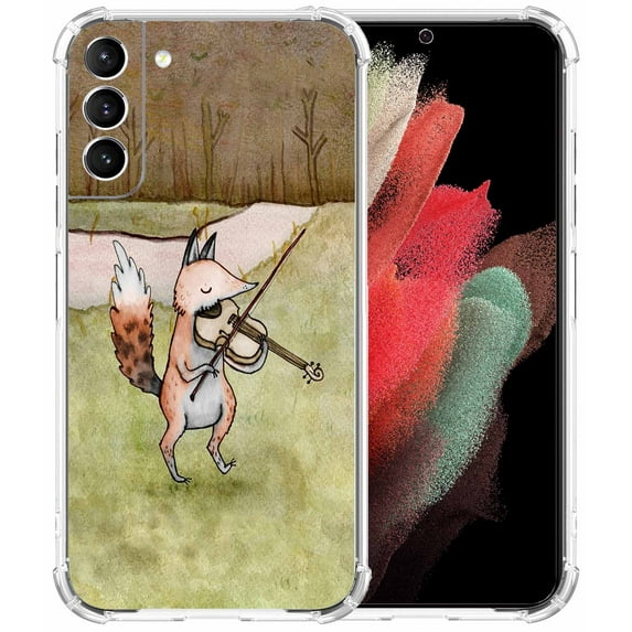 violin Fox Case for Samsung Galaxy S23 Plus,Aesthetic Art Design Pattern Soft TPU Bumper Case Cover