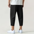 thumbnail image 4 of Lutiedan Mens Capri Pants Cotton Linen Elastic Waist Drawstring Pants Adjustable Zipper Bottom Summer Casual Beach Pants with Pocket, 4 of 9