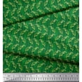 thumbnail image 2 of Soimoi Green Poly Georgette Fabric Stripe & Leaves Printed Fabric 1 Yard 42 Inch Wide, 2 of 3