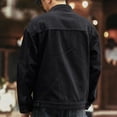 thumbnail image 5 of ZCFZJW Men's Retro Cargo Shacket Jacket Big and Tall Regular Fit Casual Fall Winter Cotton Long Sleeve Button Down Lapel Collared Workwear Coat with Multi-Pockets Black M, 5 of 9
