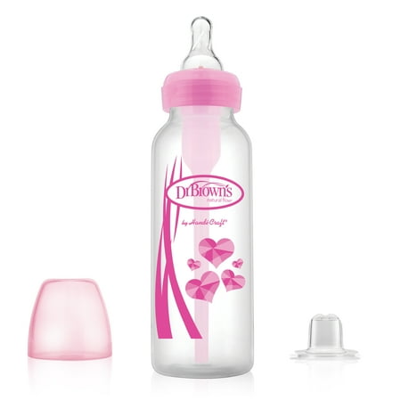 Dr. Brown's Options Baby Bottle, 2-in-1 Transition Bottle Kit - 8oz, Pink