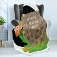 thumbnail image 4 of St. Patrick's Day Soft Flannel Fleece Blanket, Irish Leprechaun and Greetings Wooden Plank with Shamrock Pattern, Cozy Plush for Indoor and Outdoor Use, 50" x 60", Umber and Emerald, by Ambesonne, 4 of 5
