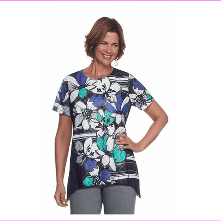 Floral Stripe Knit Top By Alfred Dunner, Petite XL