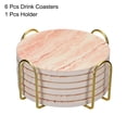 thumbnail image 3 of Bebida Portavasos con Soporte, 6uds 4 - Corcho Base Posavasos para Bebidas, Arenisca Estilo para Tipos de Tazas, Hogar Decoración, Madera Mesa (Naranja), 3 of 6