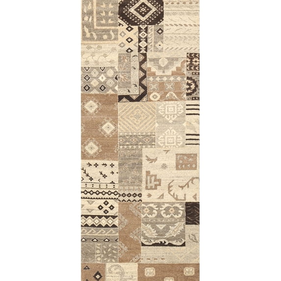 Ahgly Company Indoor Rectangle Contemporary Khaki Gold Southwestern Area Rugs, 2' x 5'