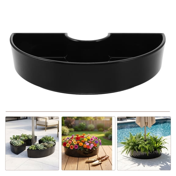 LOLIPPYY Space-Saving Semicircle Umbrella Planter Black Plastic Dual-Purpose 2Pcs