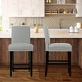 thumbnail image 5 of Costway Set of 2 25'' Kitchen Breakfast Chairs Nailhead Bar Stools Gray, 5 of 11