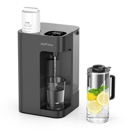 Ecoviva 5L WM3 Countertop Reverse Osmosis Water Filter System, No-Installation with 8-Stage Filtration and 3:1 Pure-to-Waste Ratio,NSF Certified, Black