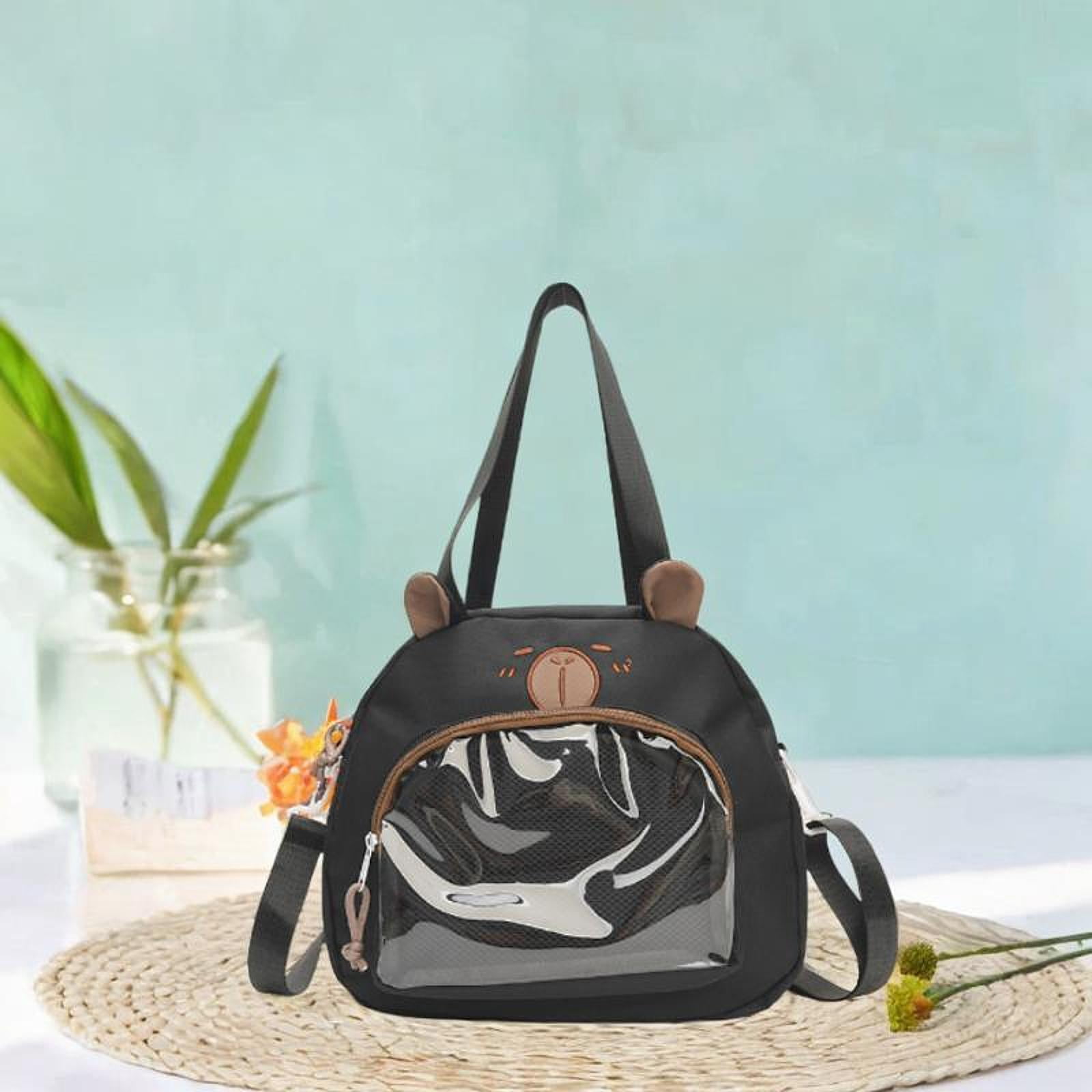 FVDPWYE Ita Bag Badge Bag Cute Capybara Girls PVC Pin Display Bag for Shopping Halloween Black