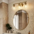 thumbnail image 5 of Gold Vanity Lights for Bathroom 3 Lights Industrial Wall Mounted Over Mirror Wall Lights with Glass Cover, 5 of 8