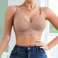 thumbnail image 2 of LLYwey Bras for Women Front Closure Fashion Women Plus Size Solid Color Wavy Wireless Soft Cup Push up Daily Bra Women Size Nylon Pullover Bra Style LW-190 Coffee L, 2 of 5