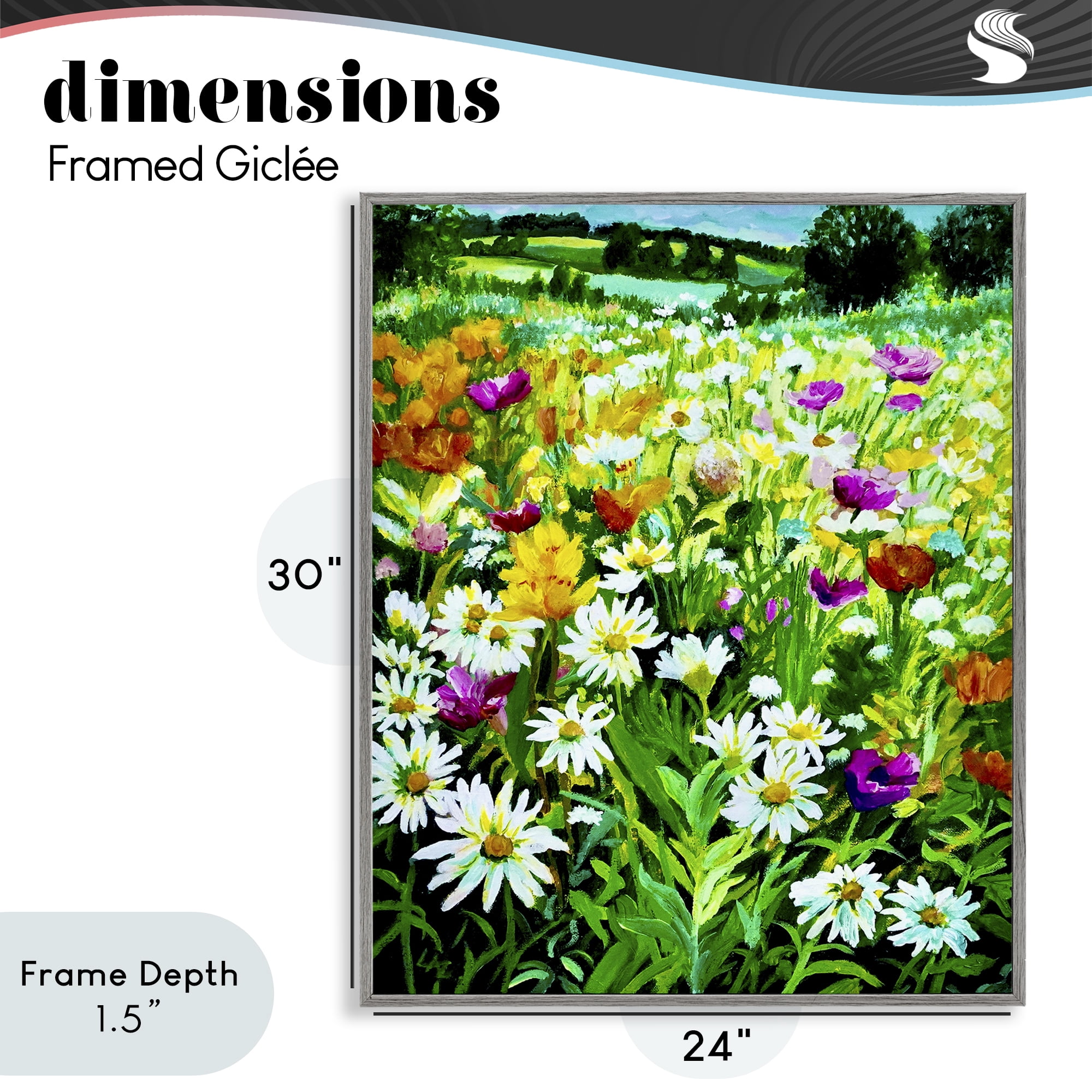 Stupell Industries Hillside Fusion Meadow Gray Framed Giclee Art, design by Lee Ann Zirbes