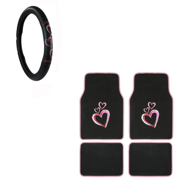 4 Pc Carpet Floor Mats And Wheel Cover